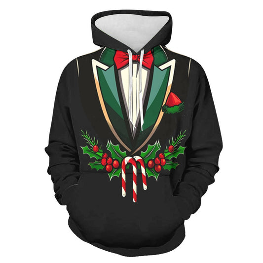 Mens Christmas Print Hooded Sweatshirt