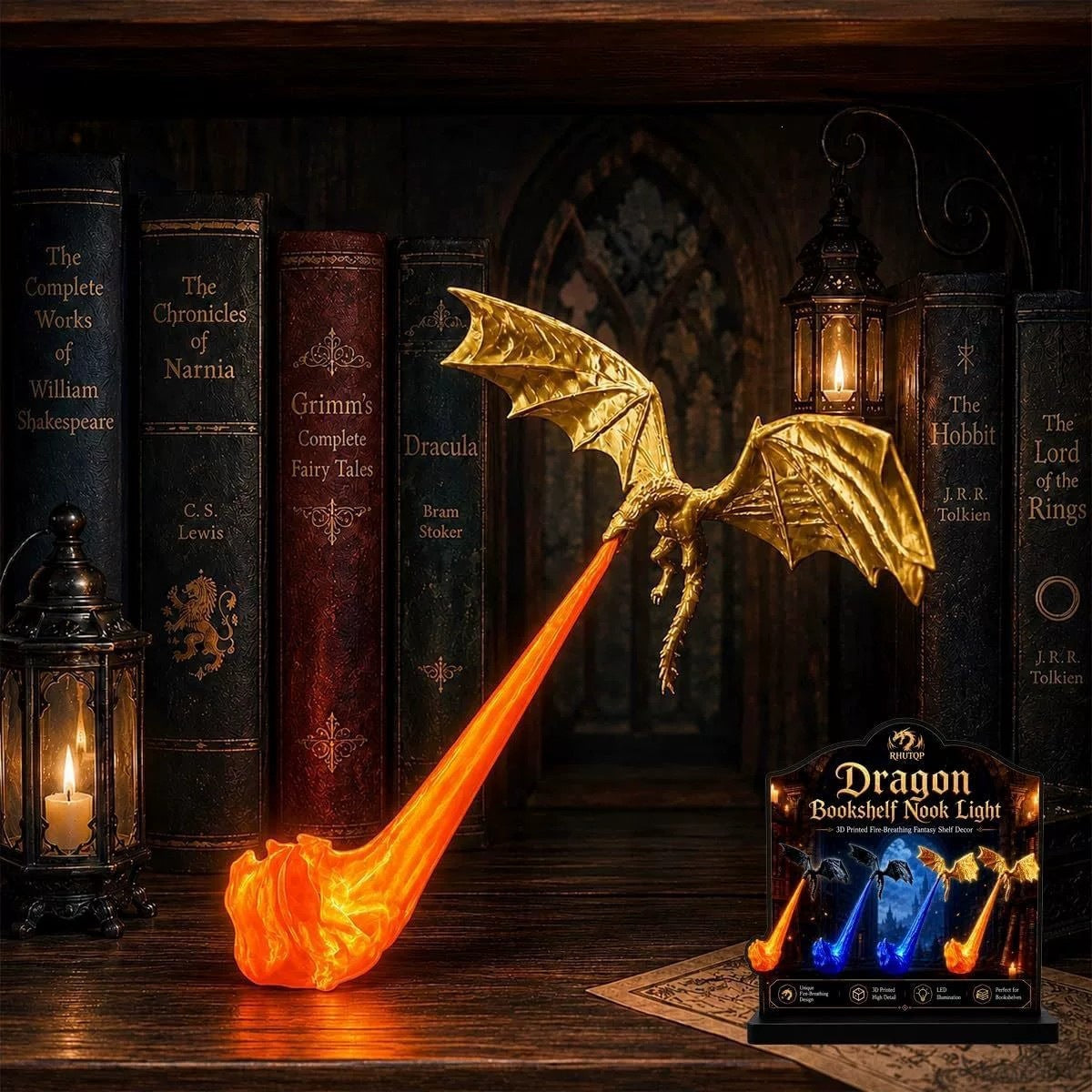 Printed Dragon Bookshelf Decor