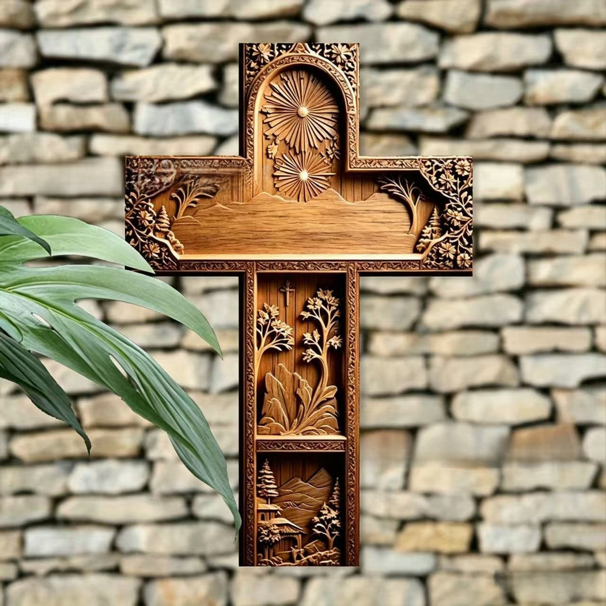 Retro Wooden Wall Cross Decoration