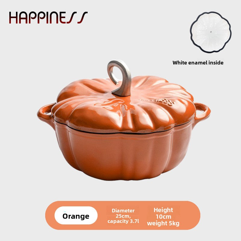Small Happiness Cast Iron Pumpkin Enamel Pot Stew Pot