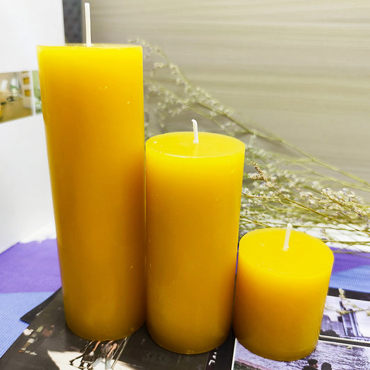 Cylindrical Beeswax Candles for Home Decoration