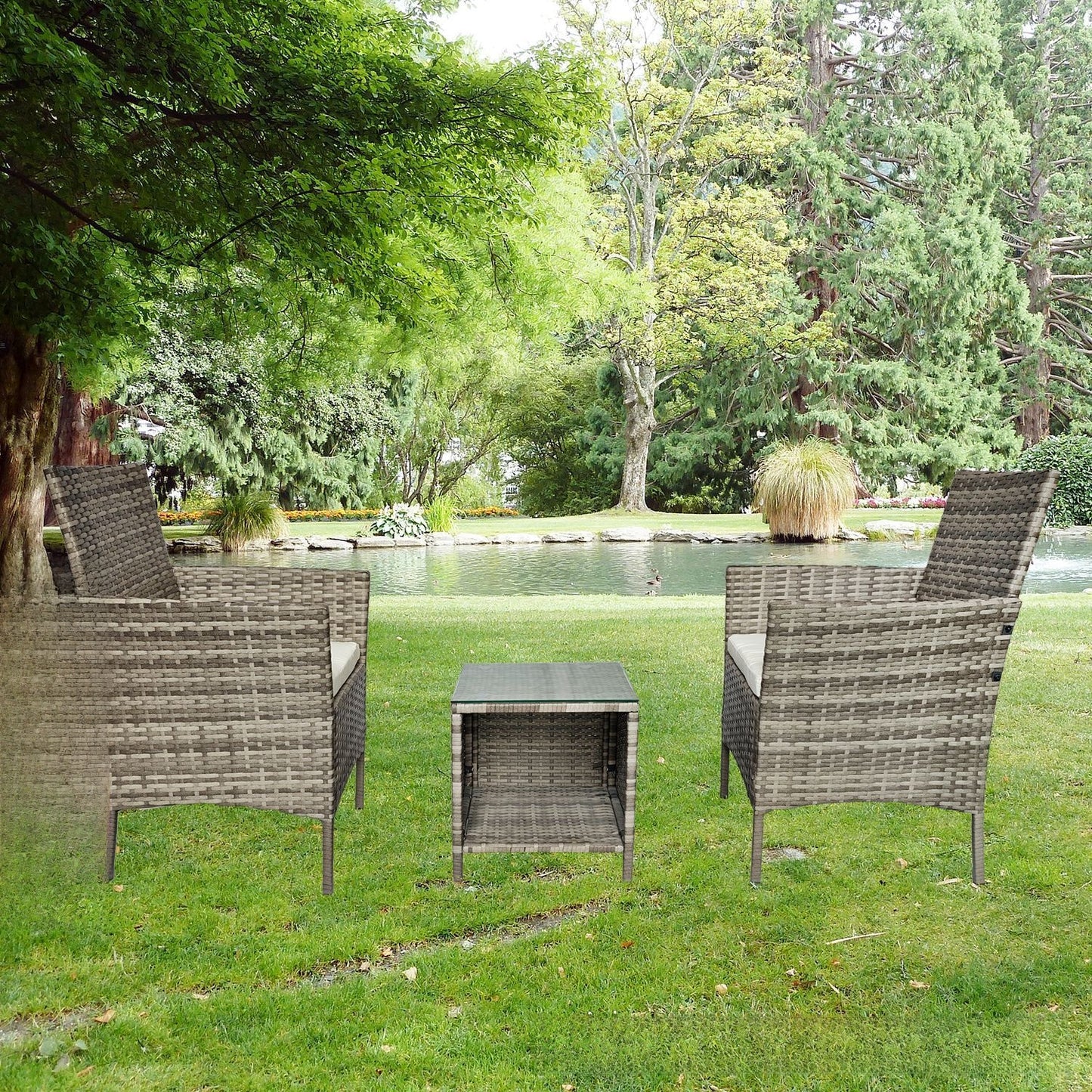 PE Rattan 3-Piece Outdoor Patio Furniture Set