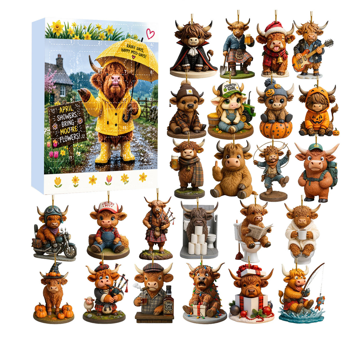 Highland Cow Christmas Acrylic Ornament Blind Box