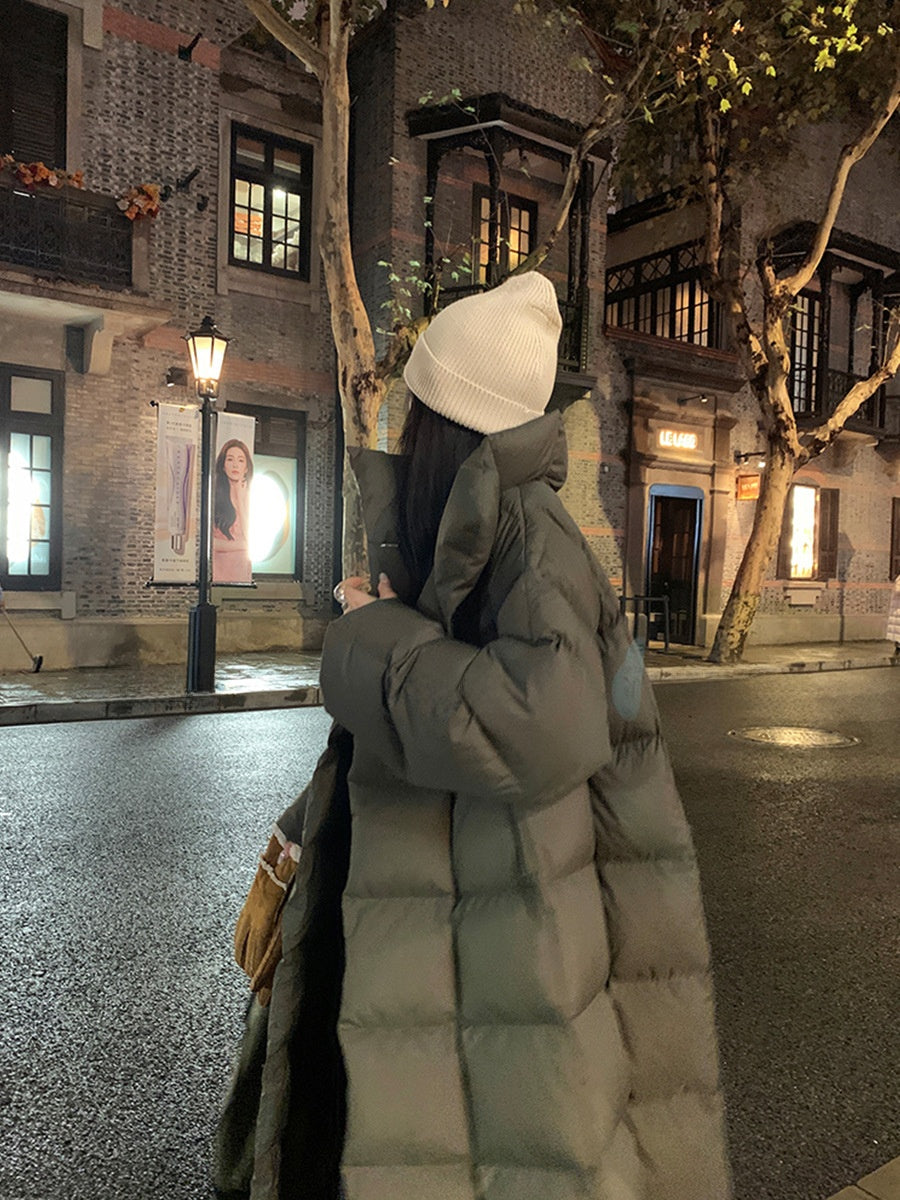 Women's White Duck Down Jacket Winter Warm Mid-length Thickened Coat