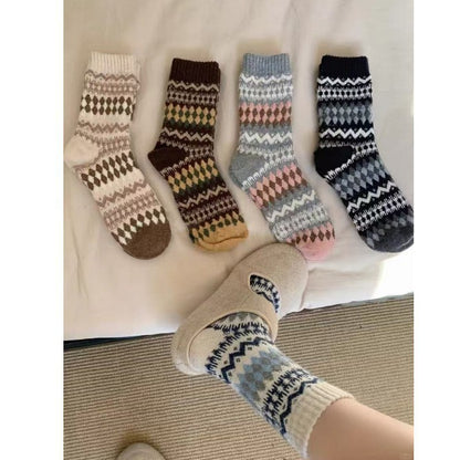 Nordic Fair Isle Wool Winter Socks