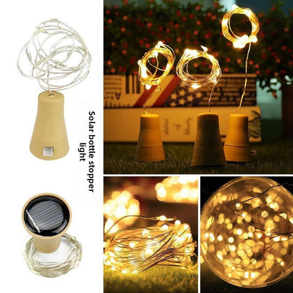 Solar Bottle Stopper LED Wine Bottle Light Decorative Copper Wire Fairy String Lights for Party Wedding Christmas Decor