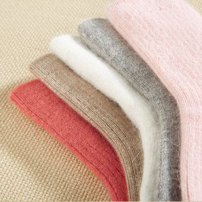 Double Needle Rabbit Wool Blend Fleece Lined Winter Socks
