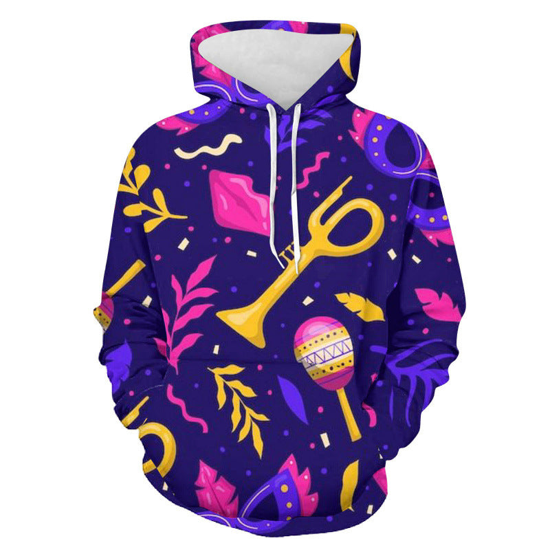 Mens Christmas Print Hooded Sweatshirt