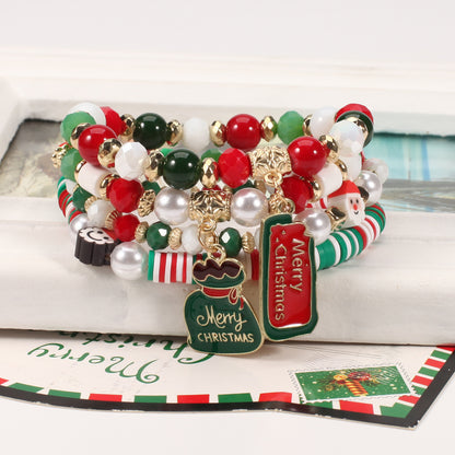Christmas Beaded Bracelet with Holiday Charms