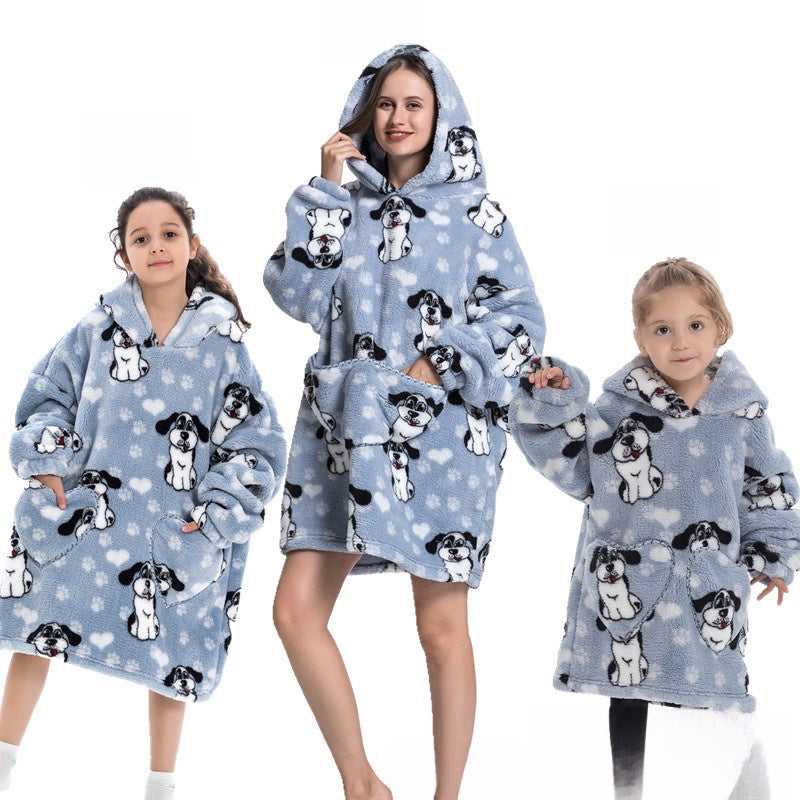 Turtleneck and patch front hooded blanket