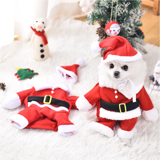 Dog Christmas Costume Upright Outfit with Hat