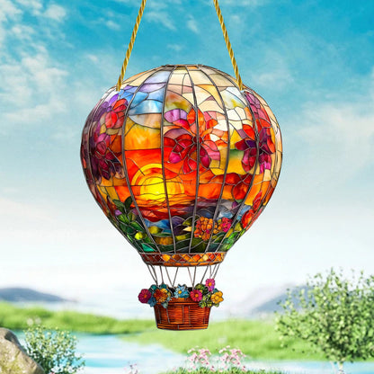 Red Light Solar Hot Air Balloon Wall Decoration