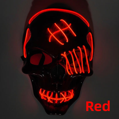LED Luminous Halloween Skull Mask USB Rechargeable Horror Costume Prop