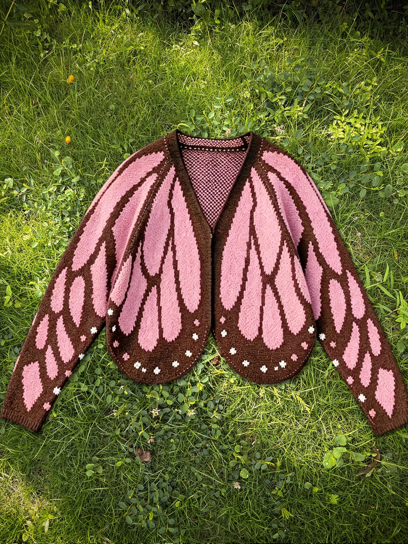 Autumn Winter Knitted Butterfly Color Block Batwing Sleeve Cardigan