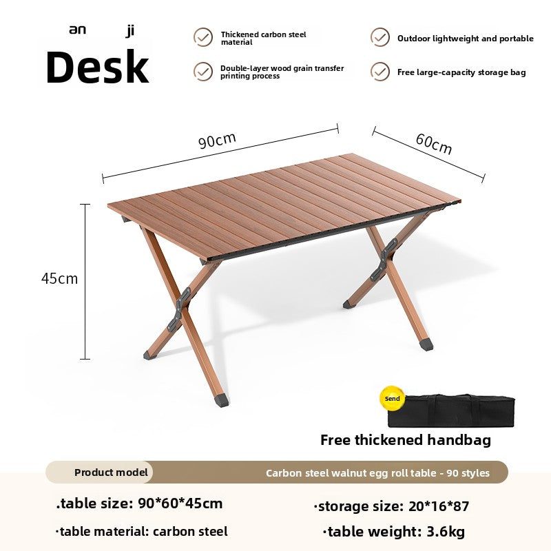Portable Outdoor Folding Picnic Table with Wood Grain Surface