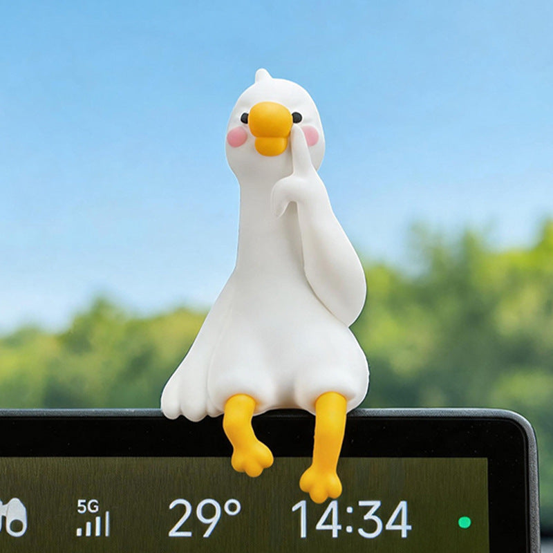 Big White Goose Car Ornaments Cute Cartoon Car Console Decoration