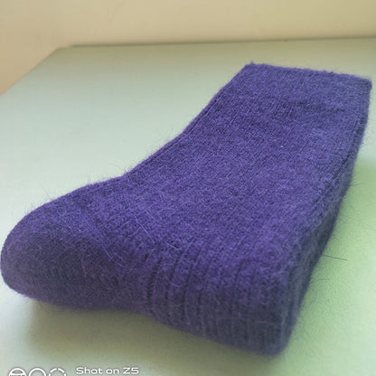 Double Needle Rabbit Wool Blend Fleece Lined Winter Socks