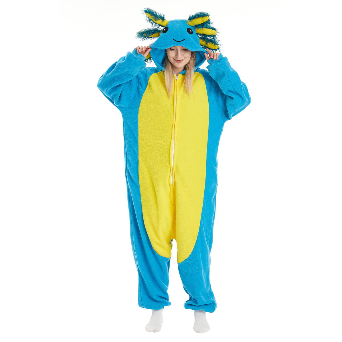 Halloween Fleece Hooded Onesie Funny Outfit Couple Cartoon Loungewear