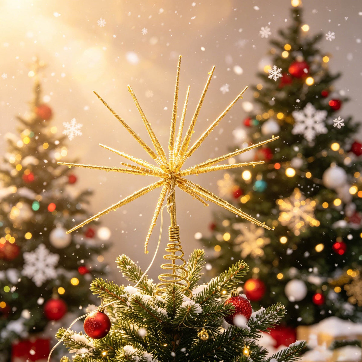 Christmas tree top star golden three-dimensional luminous Decorations