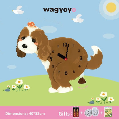 Pet Themed Silent Wall Clock with Moving Decoration