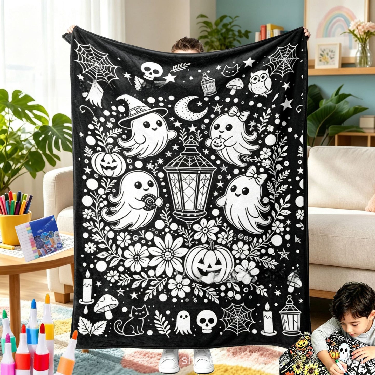 Christmas DIY Coloring Flannel Blanket