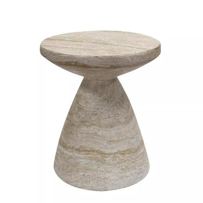 Modern Minimalist Imitation Travertine Sofa Side Table Round Geometric Coffee Table for Living Room Balcony Outdoor