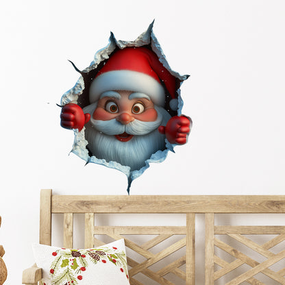 Christmas Santa Claus Wall Decal with Broken Wall Effect