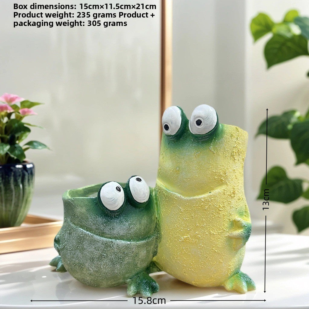 Creative Frog Funny Expression Resin Flower Pot Decoration for Home Courtyard Garden