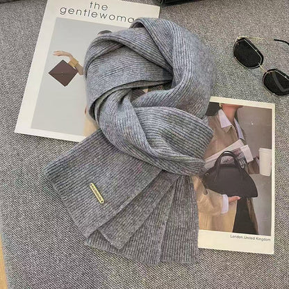 Knitted Winter Scarf with Christmas Patterns