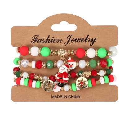 Christmas Beaded Bracelet with Holiday Charms