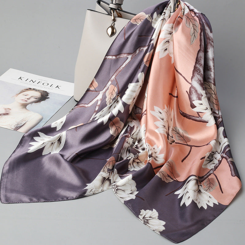 Retro Cashew Pattern Silk Scarf, Large Square Scarf for Women, Stylish and Fashionable for Spring, Autumn, and Winter, Thin Summer Shawl