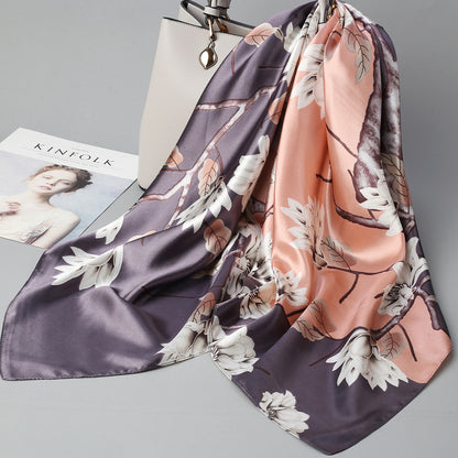 Retro Cashew Pattern Silk Scarf, Large Square Scarf for Women, Stylish and Fashionable for Spring, Autumn, and Winter, Thin Summer Shawl