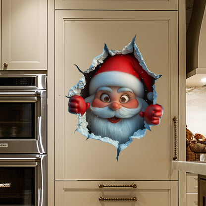 Christmas Santa Claus Wall Decal with Broken Wall Effect