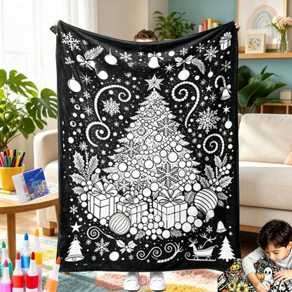 Christmas DIY Coloring Flannel Blanket