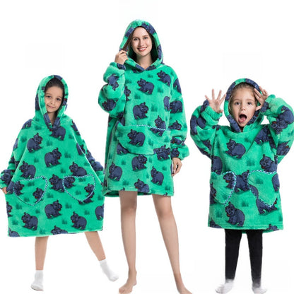 Turtleneck and patch front hooded blanket