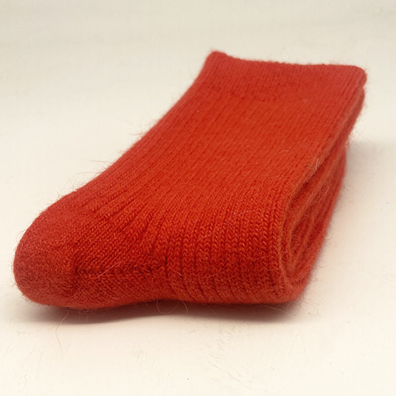 Double Needle Rabbit Wool Blend Fleece Lined Winter Socks