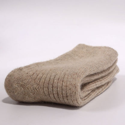 Double Needle Rabbit Wool Blend Fleece Lined Winter Socks