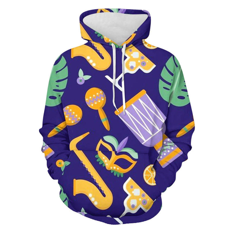 Mens Christmas Print Hooded Sweatshirt
