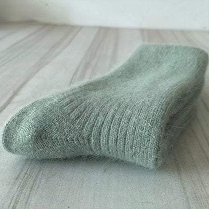Double Needle Rabbit Wool Blend Fleece Lined Winter Socks