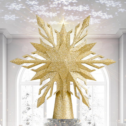 Snowflake Star Projection Christmas Tree Topper