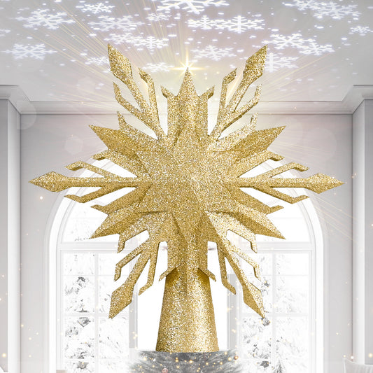 Snowflake Star Projection Christmas Tree Topper