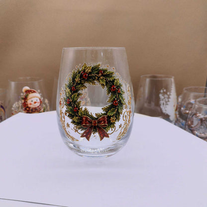 Christmas glass art cups glass cups egg cups