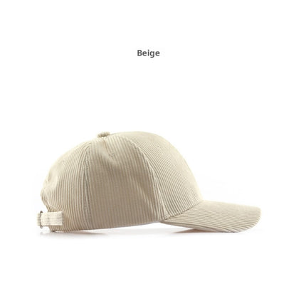 Autumn and Winter Women's Corduroy Emis Style Baseball Cap Japanese Trendy Men's Large Head Circumference Face-Slimming Duckbill Cap