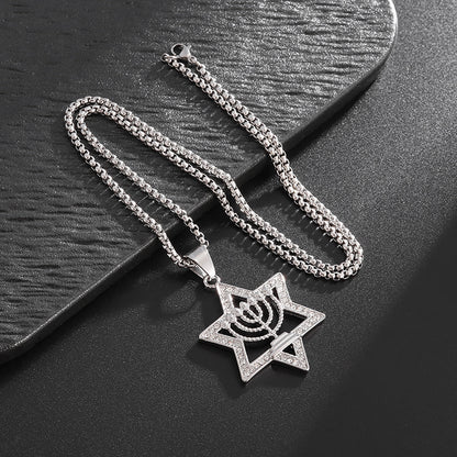 Titanium Steel Star of David Pendant Necklace