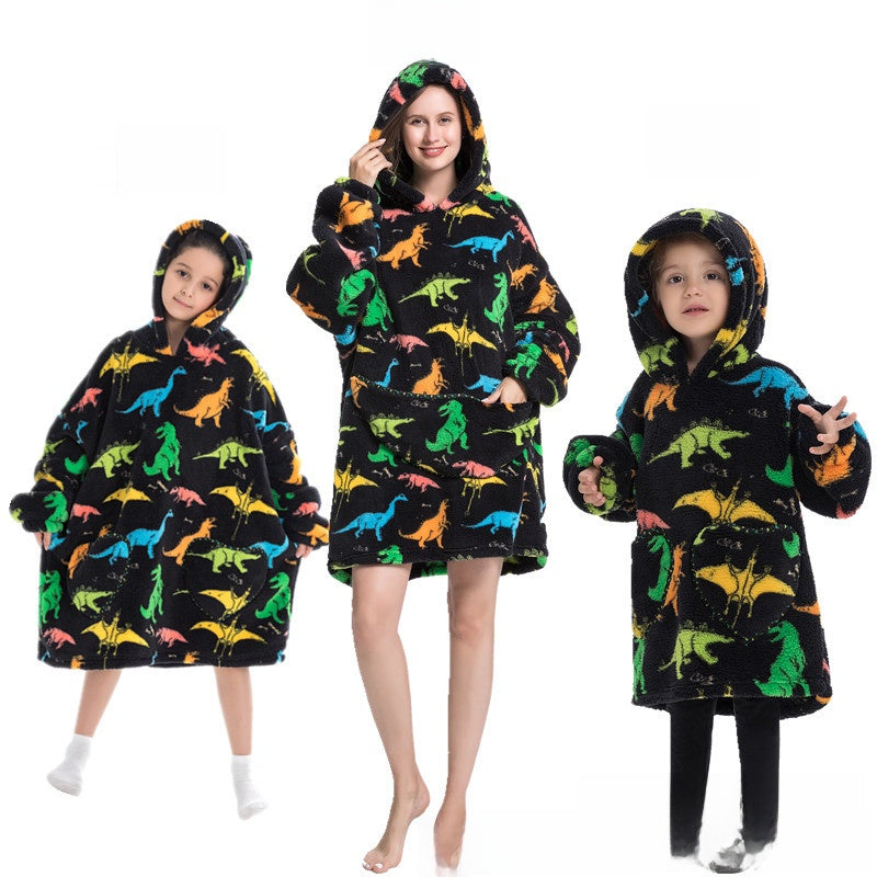 Turtleneck and patch front hooded blanket