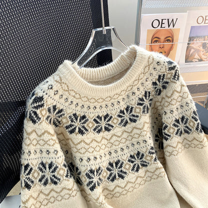Round Neck Pullover Sweater Loose Winter Top