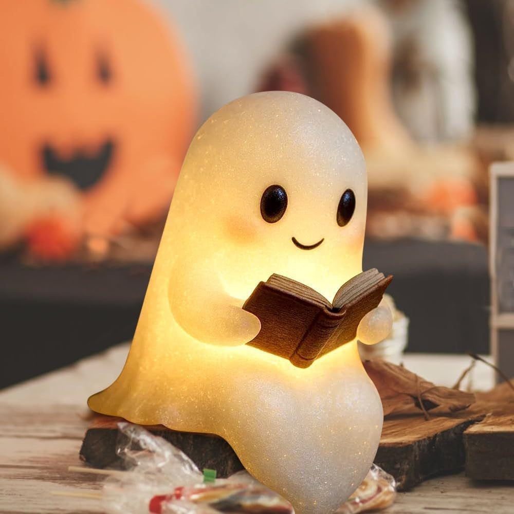 Halloween Ghost Reading Book Resin Statue Home Decoration