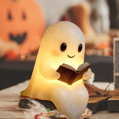 Halloween Ghost Reading Book Resin Statue Home Decoration