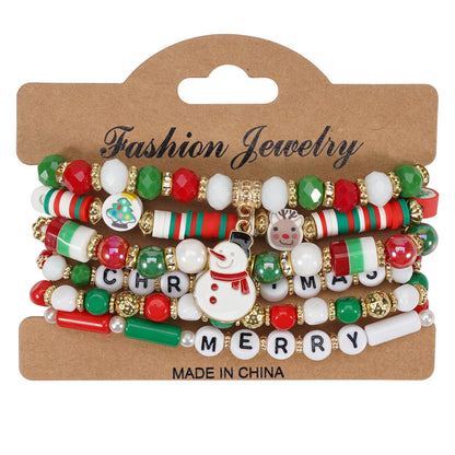 Christmas Beaded Bracelet with Holiday Charms