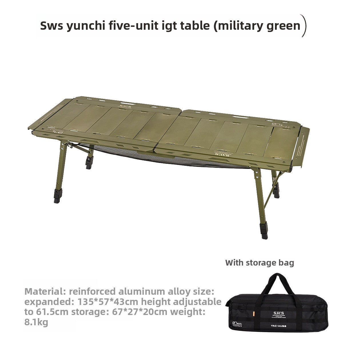 Adjustable Height Aluminum Alloy Folding Outdoor Table